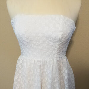 Tracy Reese White Strapless Embroidered Dress